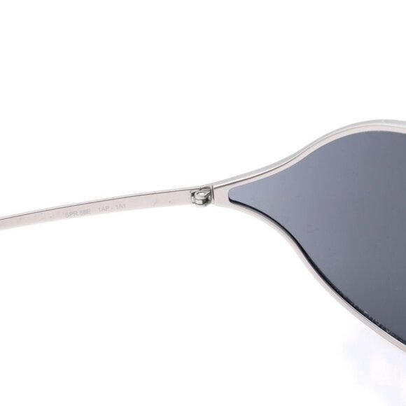 Prada Sunglasses Oval Wraparound Black Silver - Picture 4 of 6